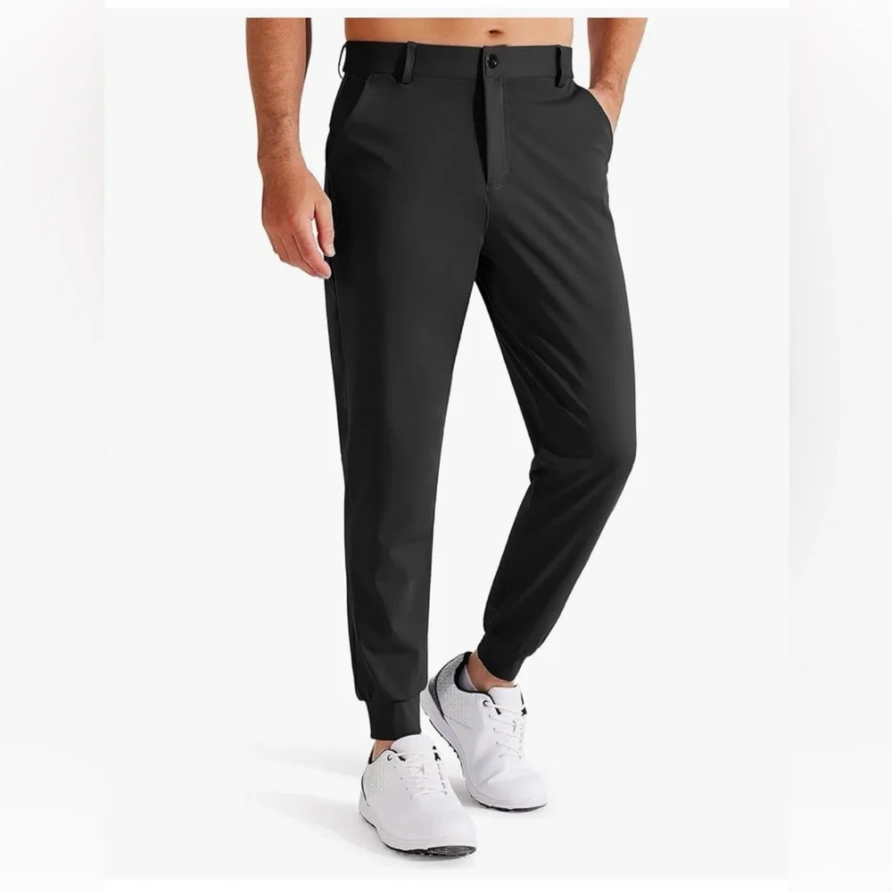 Men's Black Lightweight Slim Fit Joggers - Picture 1 of 8